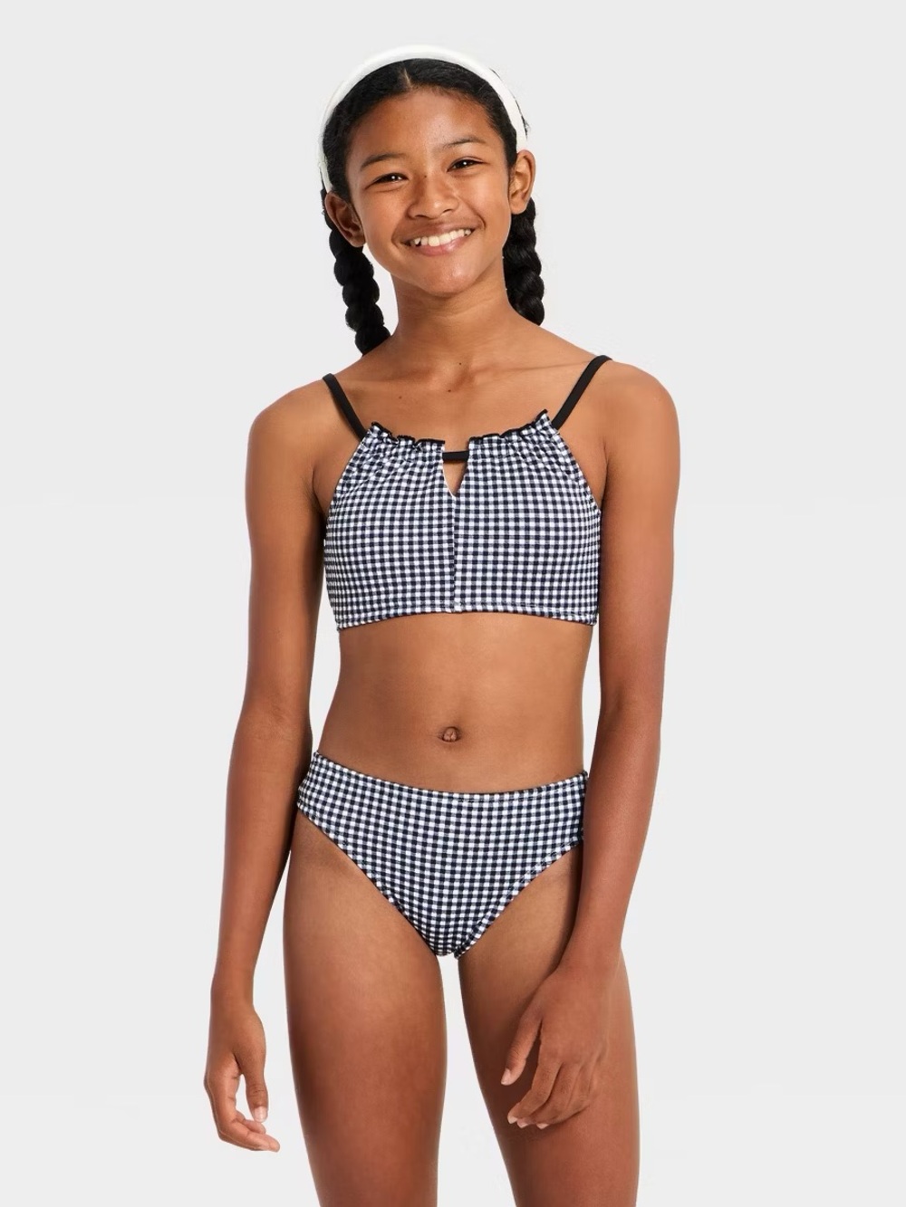 art class Navy and White Gingham Girls Two-Piece Swim Bikini Size XXL 16-18